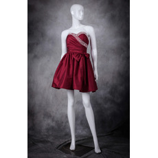 Sexy A-Line Sweetheart Sleeveless Short Taffeta Homecoming Dress