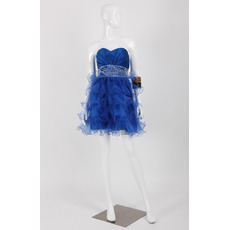 Girls Classy Custom Sweetheart Short Satin Organza Homecoming Dress