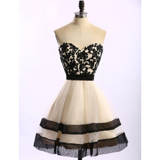 Girls Pretty Sweetheart Knee Length Organza Applique Homecoming Dress