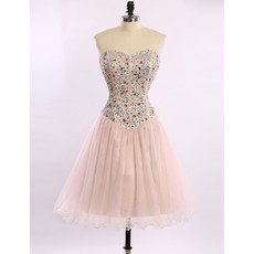 Affordable Cute Sheath Sweetheart Short Rhinestone Homecoming Dress