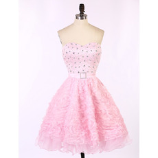 Hipster Sweetheart Short Ruffle Skirt Beading Pink Homecoming Dress