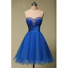 Classy A-Line Sweetheart Short Organza Junior Blue Homecoming Dress