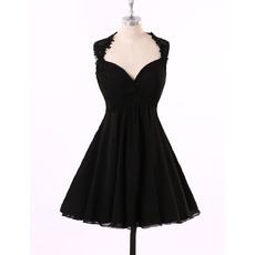 Sexy Nice A-Line Sweetheart Short Chiffon Black Backless Homecoming Dress