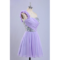 Classic Style A-Line One Shoulder Short Chiffon Homecoming Dress