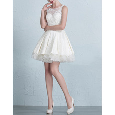 Casual Charming A-Line Sleeveless Short/ Mini Satin Tulle Wedding Dress
