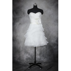 Best Informal A-Line Sweetheart Short Organza Layered Skirt Wedding Dress