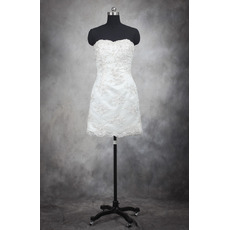 2018 Simple Informal Column Sweetheart Lace Short Petite Wedding Dress
