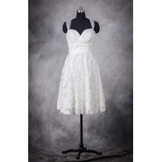 Custom Modern Empire Straps Sweetheart Lace Short Reception Wedding Dress