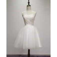 Informal Ball Gown Sweetheart Sleeveless Short Satin Wedding Dress