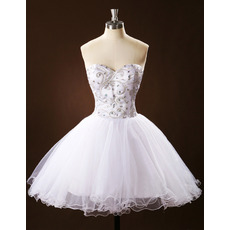 Informal A-Line Sweetheart Short Satin Organza Wedding Dress