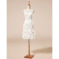 Beautiful Sheath Sleeveless Short Floral Skirt Wedding Dress