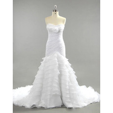 Luxury Mermaid Sweetheart Chapel Train Layered Skirt Wedding Dress