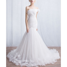 Designer Chic Mermaid Asymmetric Court Train Organza Wedding Dress