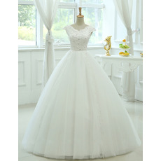 Cheap Classy Ball Gown V-Neck Floor Length Organza Wedding Dress