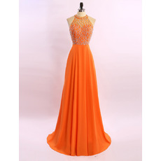 Beautiful Empire waist Halter Sleeveless Long Beading Evening Dress