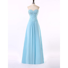 Affordable Sweetheart Floor Length Chiffon Rhinestone Evening Dress