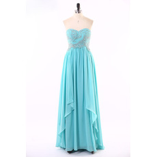 Custom Sweetheart Sleeveless Floor Length Chiffon Evening Dress