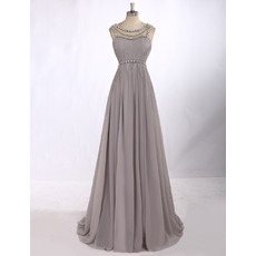 Custom Classy Sleeveless Floor Length Chiffon Chain Formal Evening Dress