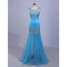 Affordable Trumpet Sleeveless Floor Length Organza Formal Evening Dress