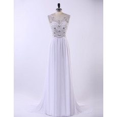 Beautiful V-Neck Floor Length Chiffon Applique Evening Dress for Women