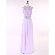 Custom Elegant Sleeveless Floor Length Chiffon Pleated Prom Evening Dress