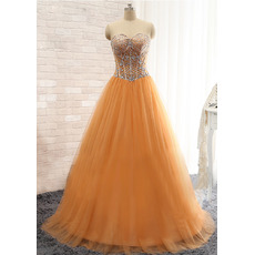 Custom Designer Ball Gwon Sweetheart Floor Length Satin Prom Evening Dress