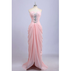 2022 Style Column Sweetheart Chiffon Pick-Up Skirt Evening Dress
