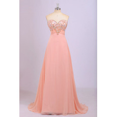 Designer Empire Sweetheart Floor Length Chiffon Prom Evening Dress