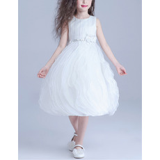 Custom Adorable Ball Gown Short Satin Tulle Ruffle Skirt Flower Girl Dress