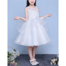 Classy Little Girls Lovely Ball Gown Sleeveless Knee Length Organza Flower Girl Dress