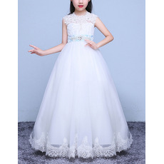 Classy Ball Gown Floor Length Applique Flower Girl Dress with Belt