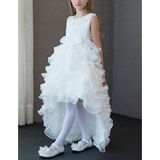2022 Pretty New High-Low Sweep Train Ruffle Skirt Flower Girl Dress