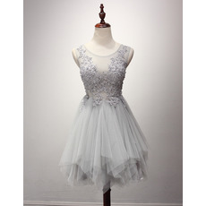 Fitted A-Line Sleeveless Short Tulle Layered Skirt Homecoming Dress