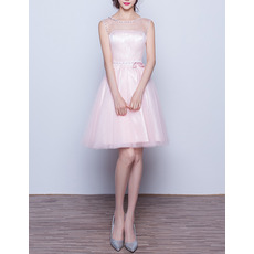 New Style Sleeveless Short Satin Tulle Homecoming Dress