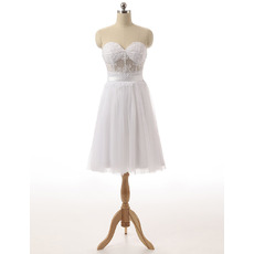 Simple Sweetheart Sleeveless Knee Length Little White Chiffon Homecoming Dress