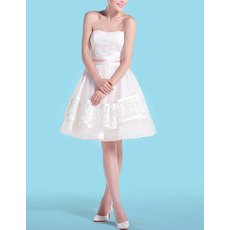 Simple Charming Casual A-Line Strapless Short Taffeta Petite Wedding Dress