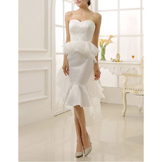 Custom Chic Mermaid Sweetheart Knee Length Satin Organza Wedding Dress