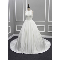 Discount Beautiful Ball Gown Chapel Train Satin Wedding Dress with Tassels