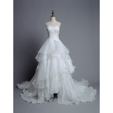 Trendy Luxury Sweetheart Sweep Train Organza Layered Skirt Wedding Dress