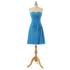 Amazing Sweetheart Short Beach Chiffon Pleated Bridesmaid Dress