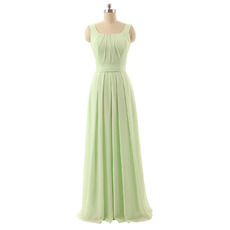 Elegant Square Long Chiffon Bridesmaid Dress with Straps