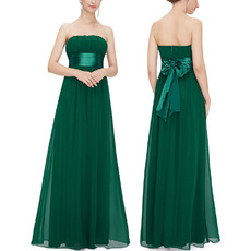 Affordable Strapless Long Beach Chiffon Bridesmaid/ Wedding Party Dress