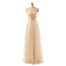 Modest Sweetheart Long Organza Bridesmaid/ Wedding Party Dress