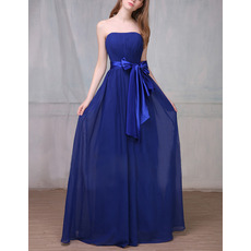 Best Strapless Floor Length Chiffon Bridesmaid Dress with Sashes