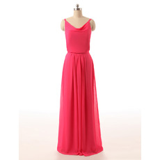 Simple Full Length Chiffon Bridesmaid Dress with Spaghetti Straps