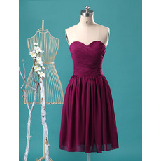 Simple Sweetheart Knee Length Chiffon Bridesmaid/ Homecoming Dress