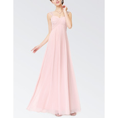 Elegant Sleeveless Long Chiffon Summer Bridesmaid Dress with Straps