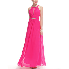 Inexpensive Trendy Sleeveless Long Chiffon Bridesmaid/ Formal Evening Dress