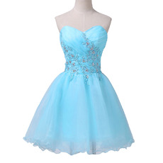 Simple Ball Gown Sweetheart Short Organza Lace-Up Cocktail Party Dress