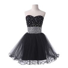 Affordable Ball Gown Sweetheart Short Black Cocktail Party Dress